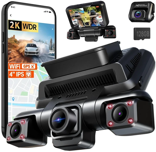 Main image of 2K 4 Channel Dash Cam Front and Rear Inside, 360View Dash Camera for Cars