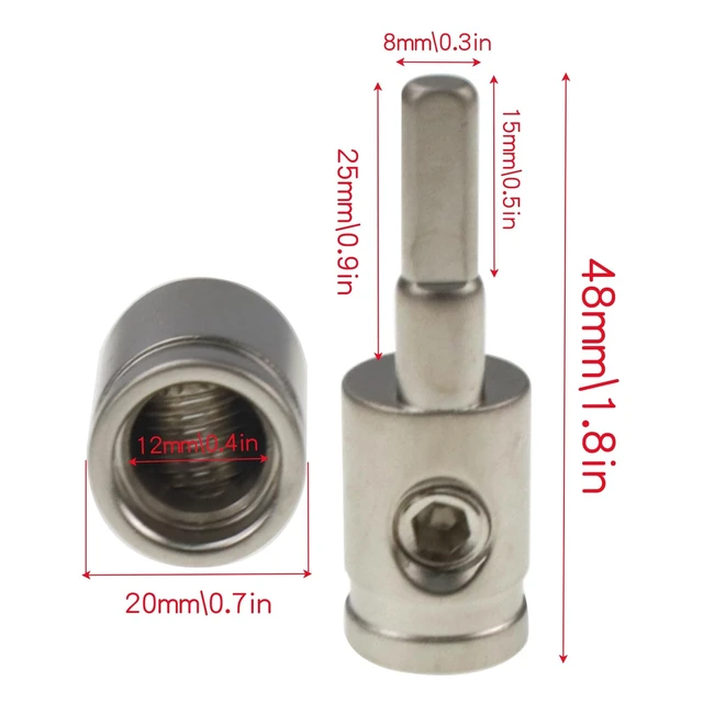 Alt view image 4 of 5 - RKURCK 4PCS 1/0 Gauge Amp Input Reducer, 1/0 Gauge to 4 Gauge Power Wire Reducer Car Stereo Audio Amp Terminal Connectors for Amplifier Connection Adapter Brass with Nickel Plated 0GA