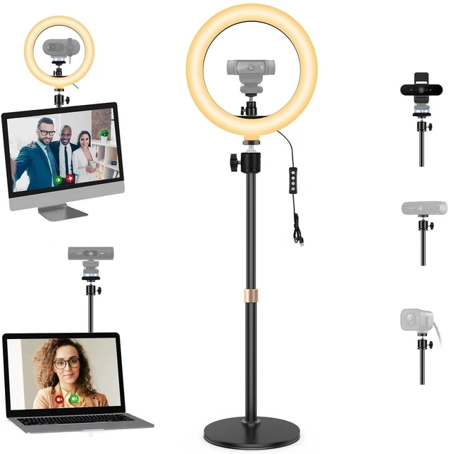 Main image of Webcam Selfie-Light Stand,10 inches Ring Light with Desktop Holder and Magnetic Mount Compatible with Logitech C920x C920s C922 C930 C925 C615 MX-Brio Brio 4K Webcams