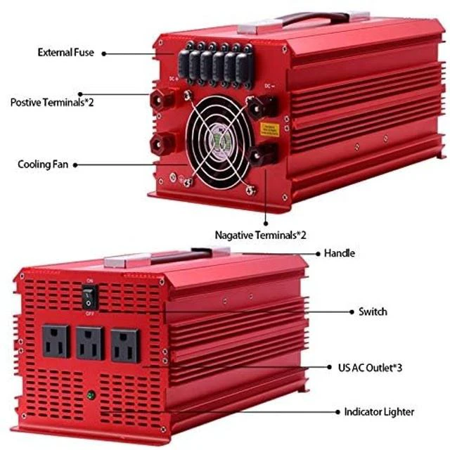 Alt view image 2 of 5 - BESTEK 2000W Power Inverter 3 AC Outlets DC 12V to 110V AC Car Power Inverter for Camping Outdoor Power Supply ETL Listed