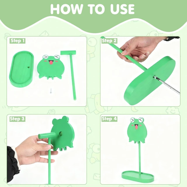 Alt view image 4 of 5 - Frog Cute Headphone Stand with Storage Tray, HSSZXFR Decorative Wooden Headphone Stand Hanger with Cable Holder, Desk Decor Gaming Gifts for Player Girlfriend Office Worker, Headset Holder Accessories