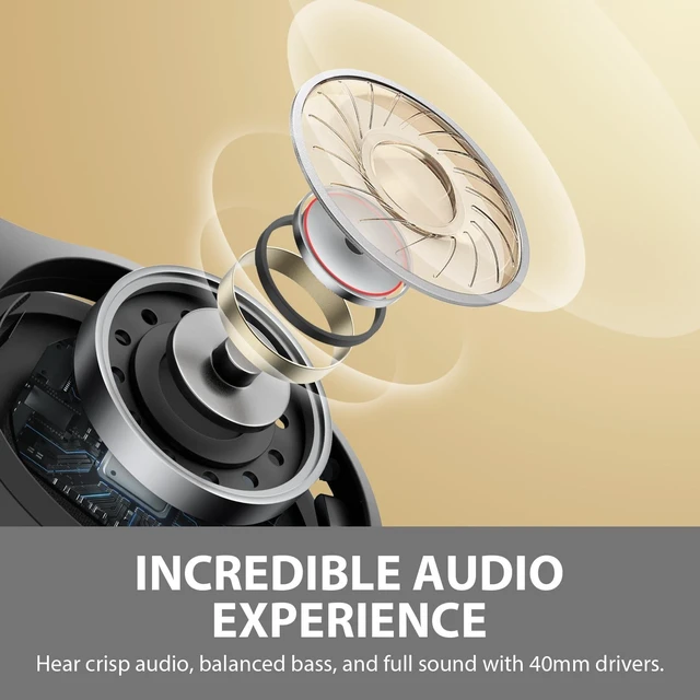 Alt view image 3 of 5 - Kaidrus Hybrid Active Noise Canceling Headphones with Hi-Fi Audio, Wireless Headphones with Comfortable Fit, Bluetooth Headphones with Clear Calls, Travel Case, 30H Playtime for Travel/Music -
