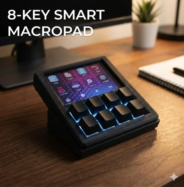 Alt view image 2 of 5 - EezBotFun 8-Key Macropad 3.5" TFT LCD Screen Programmable Mechanical Keypad