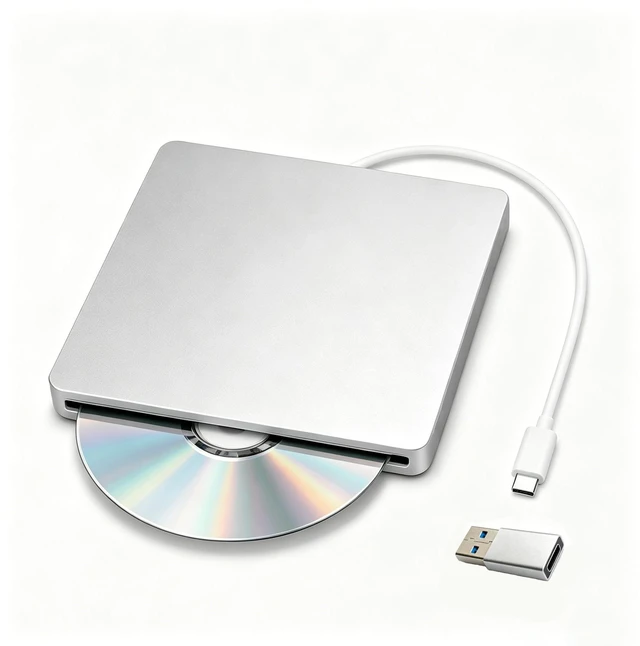 Main image of TecPulse External DVD Drive for Laptop, USB 3.0 CD/DVD Burner & Reader with USB-C Adapter, Portable Optical Drive Compatible with MacBook Pro/Air, iMac, Windows 11/10, Plug & Play
