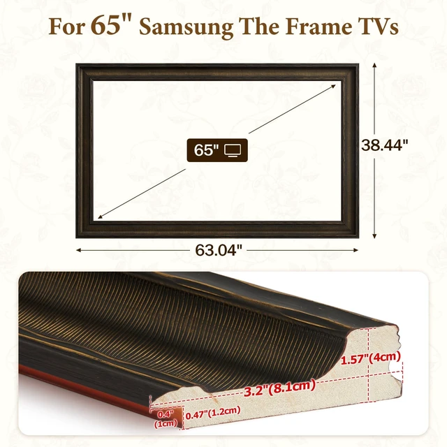 Alt view image 2 of 5 - Vintage TV Frame,Compatible Only with 65" Samsung The Frame TV,Coffee Gold