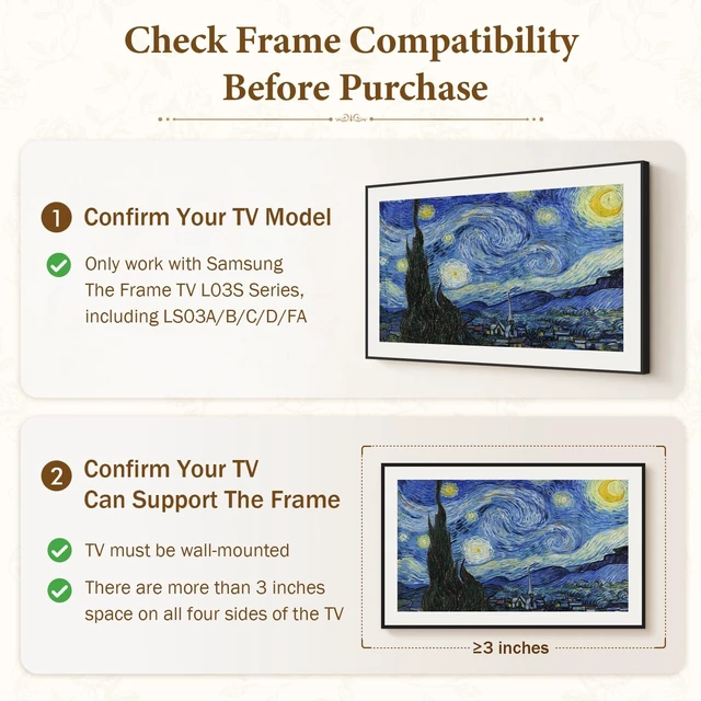 Alt view image 3 of 5 - Vintage TV Frame,Compatible Only with 65" Samsung The Frame TV,Coffee Gold