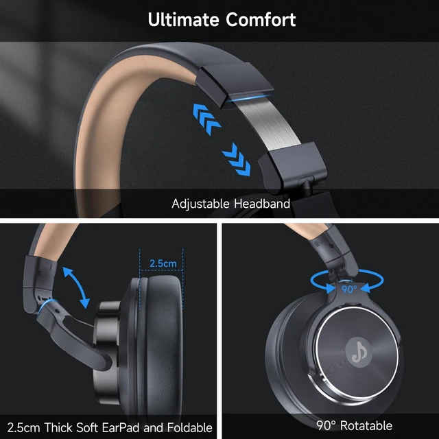 Alt view image 3 of 5 - Wired Headphones, Over Ear Headphones for Studio Monitor & Mixing DJ