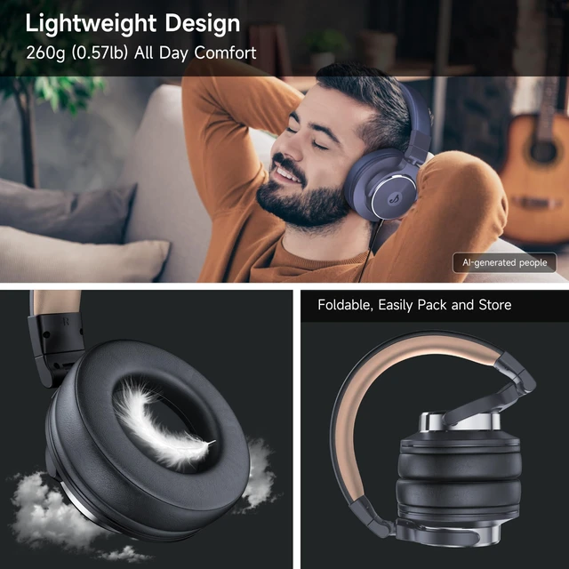 Alt view image 4 of 5 - Wired Headphones, Over Ear Headphones for Studio Monitor & Mixing DJ