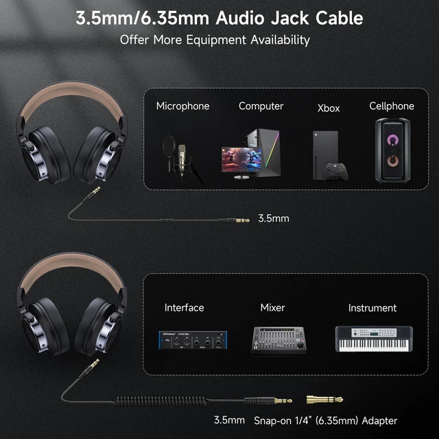 Alt view image 5 of 5 - Wired Headphones, Over Ear Headphones for Studio Monitor & Mixing DJ