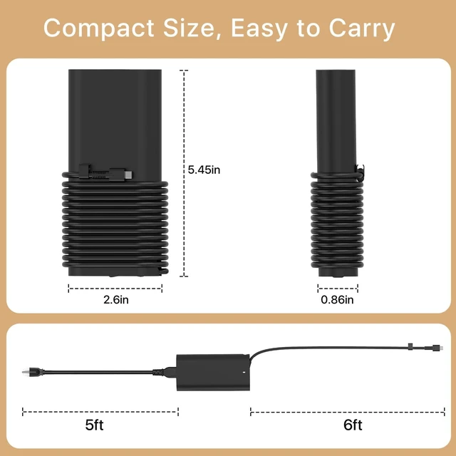 Alt view image 3 of 5 - MiliPow 100W USB C Laptop Charger for Dell XPS 16 DA16260, XPS 14 9440 DA14260, Precision 5690 5680 5490 5480, Latitude 7650 7640 7455 7450 USB Type C Adapter Power Cord
