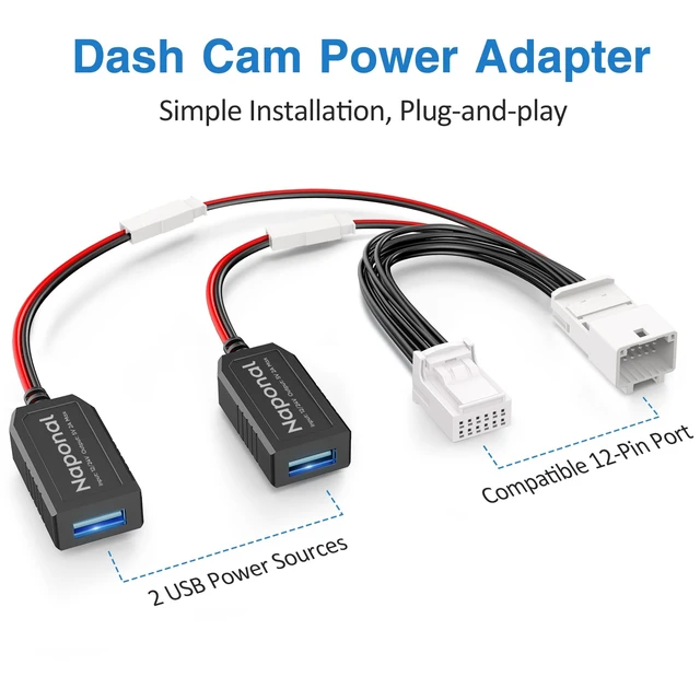 Alt view image 3 of 5 - GPS Dash Cam Power Adapter (12 Pin Type C)with Auto Dimming Rearview Mirror