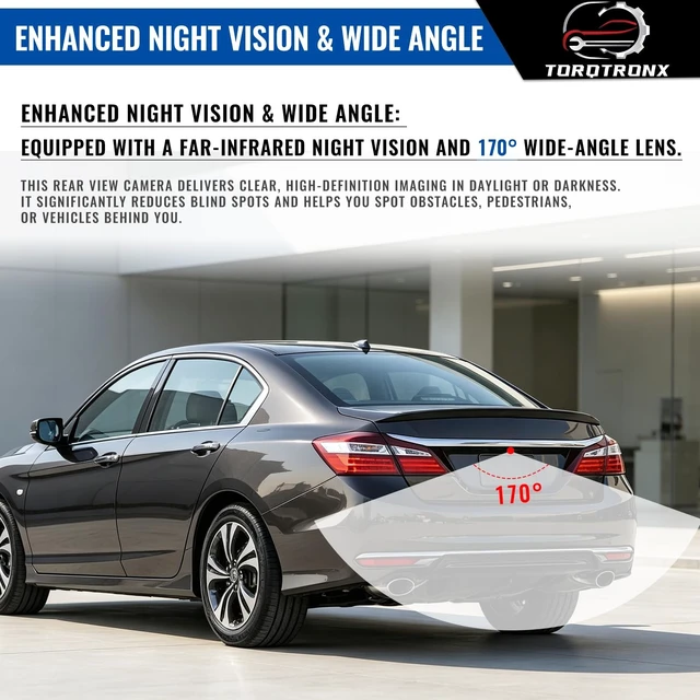 Alt view image 4 of 5 - 39530-T2A-A31 Backup Camera Rear View Reverse Parking Assist Camera Fit for Honda Accord Sedan 2014-2017, 170 Wide Angle Night Vision Replace OE# 39530-T2A-A21 39530T2AA31 590-440