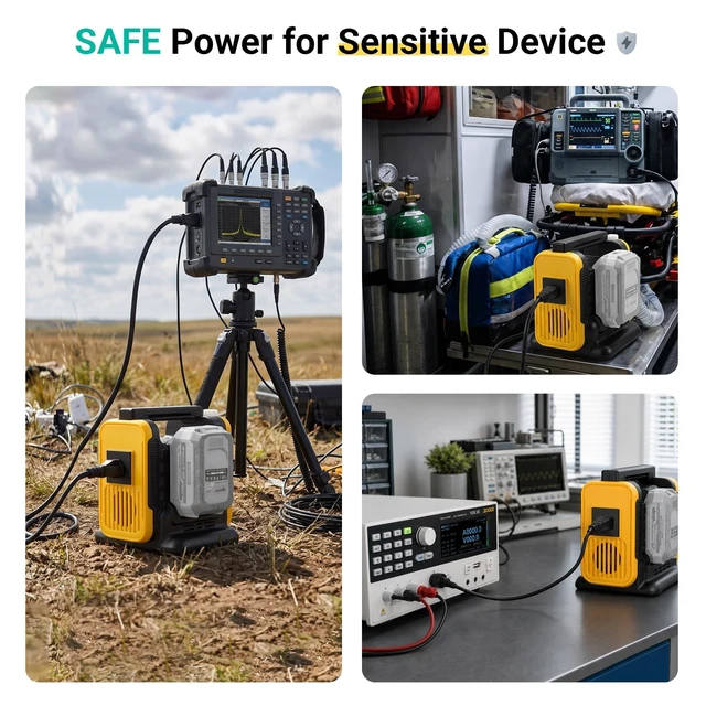 Alt view image 5 of 5 - 350W Power Inverter Pure Sine Wave Compatible with Dewalt 20V MAX Battery - Tool Only, Portable Battery Converter 20V to AC 110V, 2 USB-C & USB-A Ports, LCD Display, LED Light for Camping & Emergency