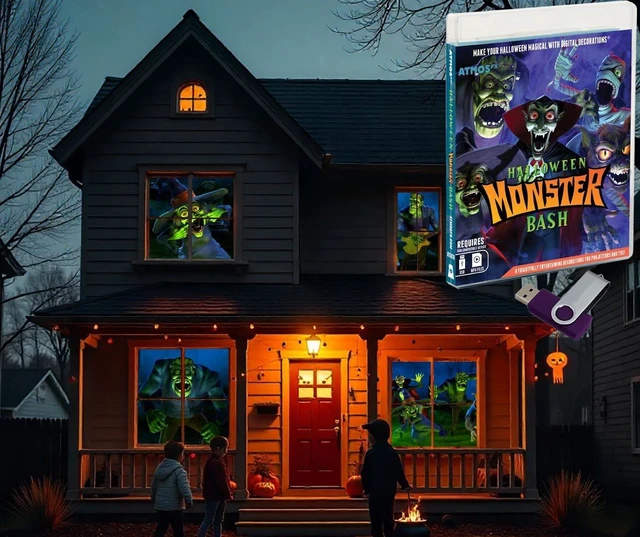 Main image of AtmosFX Monster Bash Digital Decoration on USB Includes 6 Atmosfx Video Effects for Hallloween