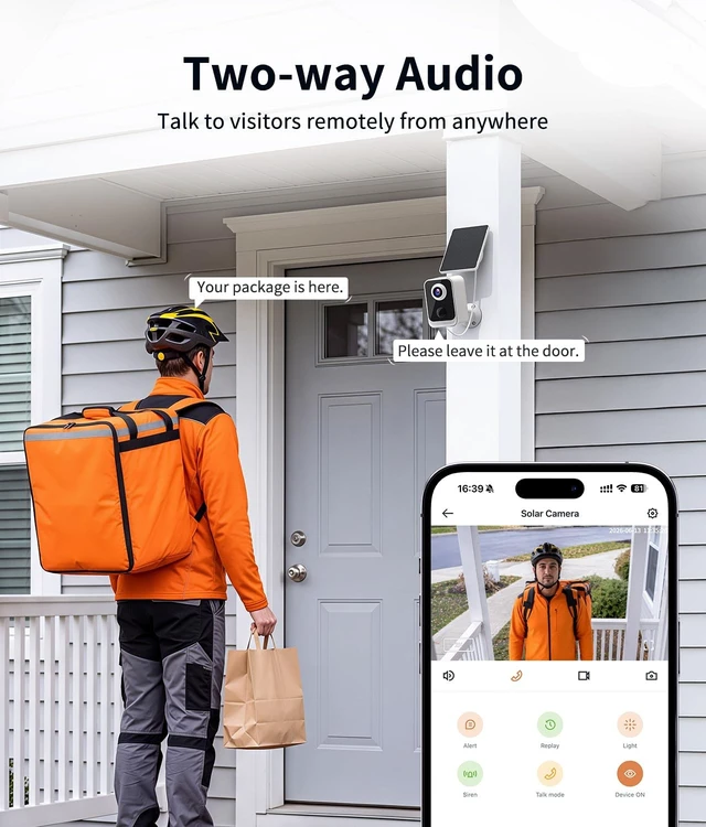 Alt view image 4 of 5 - 2K Solar Camera Outdoor Wireless, Battery Powered, 30-Day Free Cloud,2 Pack
