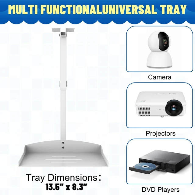 Alt view image 2 of 5 - Adjustable Height Projector Ceiling Mount for Home Theater Or Office(White)