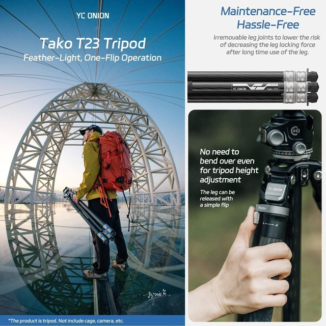 Alt view image 5 of 5 - YC Onion Tako T23 Carbon Fiber Tripod with BC44 Ball Head, 182.5cm