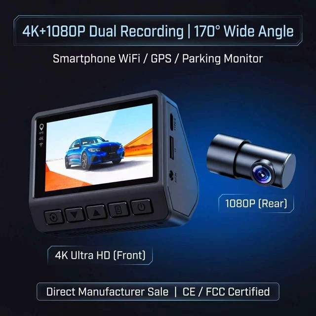 Alt view image 5 of 5 - GymAora 4K+1K Dash Cam Front and Rear, Car Dash Cam with 3" IPS Display