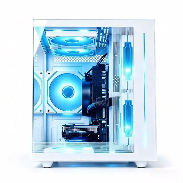 Alt view image 2 of 5 - ZHICGCP Gaming PC Desktop, AMD Ryzen 5 3500X, Radeon RX 560, 16GB DDR4 RAM, 512GB NVMe SSD, WiFi 6, RGB Lighting, Black