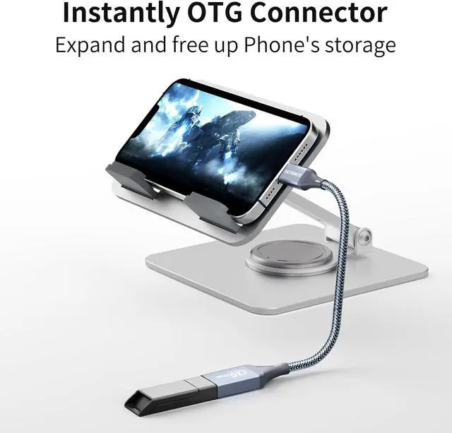 Alt view image 6 of 7 - USB C to USB Adapter 2 Pack: USB Female to USB C Male OTG Cable - 10Gbps SuperSpeed Data Transfer for MacBook Pro/iPad Air iPhone 16 15 Pro Max (0.59ft Grey)