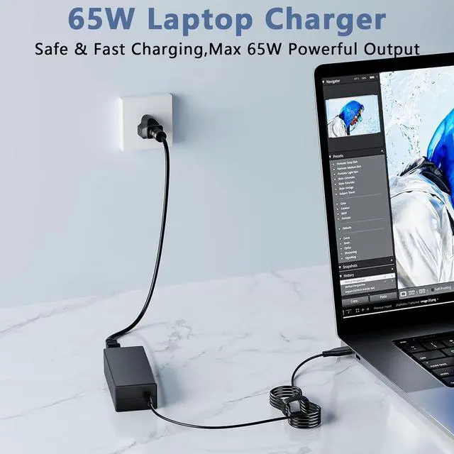Alt view image 6 of 6 - 65W USB C Laptop Charger Compatible with  Laptop and Universal Chromebook Also Compatible with  Chromebook USB Type C Power Cord