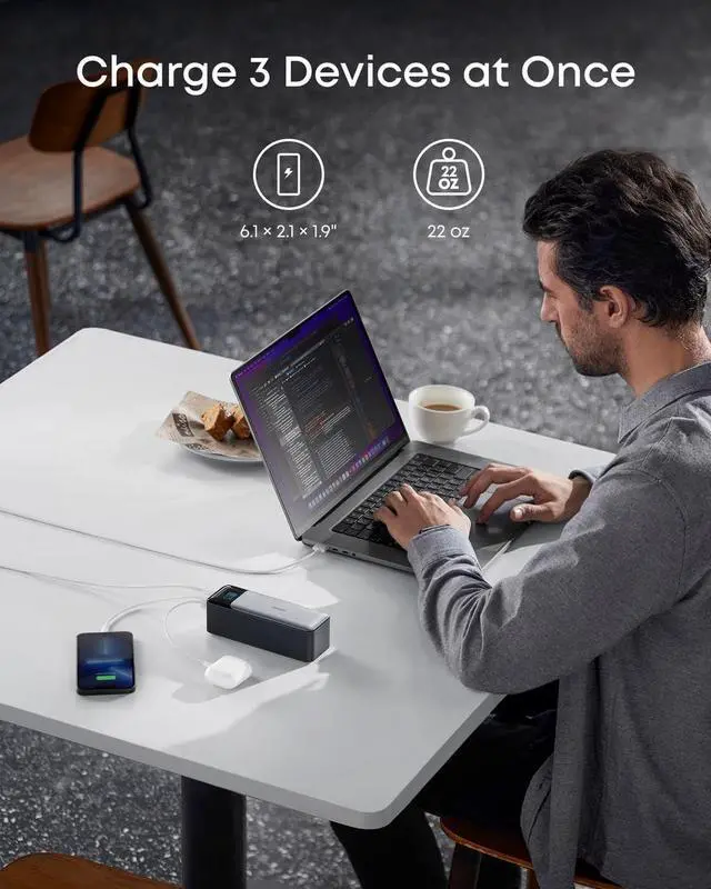 Alt view image 7 of 7 - 737 Power Bank 24 000mAh 3-Port Laptop Portable Charger with 140W Fast Charging Smart Display for Outdoor Work Compatible with iPhone 16/15/14 Series Vision Pro  MacBook and More