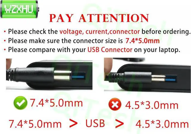 Alt view image 4 of 6 - 65W Laptop Charger Compatible with Dell Latitude 5400 5480 7480 7490 5490 E5470 E6420 5580 5500 5590 5280 E6410 E5570 E6430 E6440 E6540 AC Adapter Power Cord
