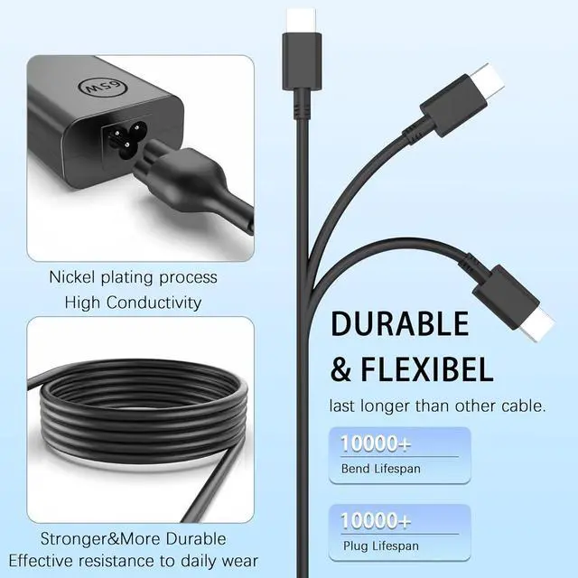 Alt view image 5 of 7 - Replacement for  Laptop Charger 65W 60W USB Type C Fast Power Adapter