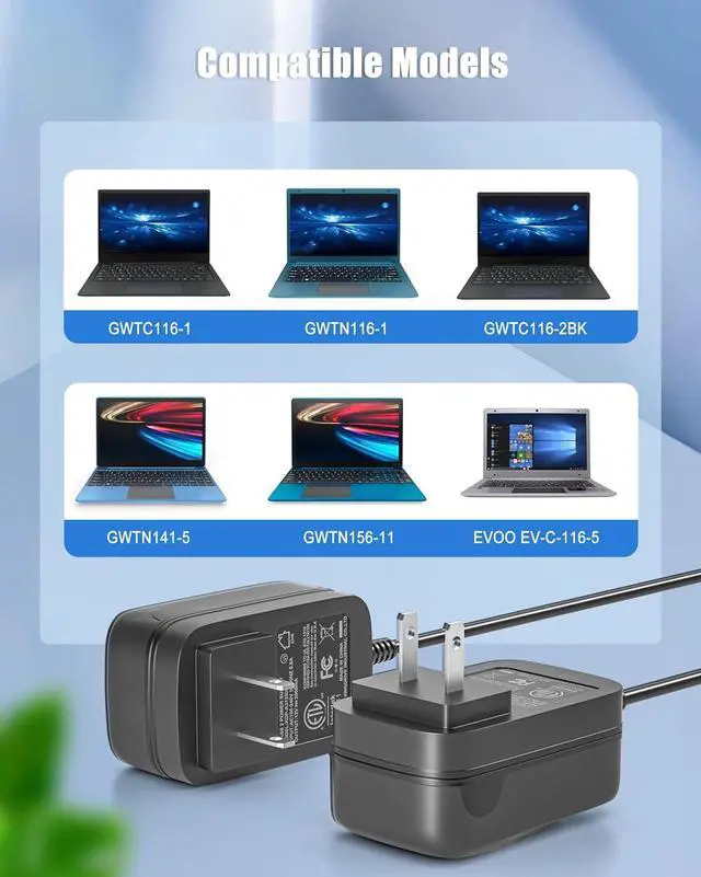 Alt view image 3 of 7 - 12V 2A Laptop Charger Compatible with Gateway GWTC116-2BK GWTC116-2BL GWTN156-11BK GWNC21524-BL GWTC116 GWTN116 GWTN133 GWTN141 SAW30-120-2000U EVOO EV-C-116-5 EV-C-116-6 Adapter Power Cord