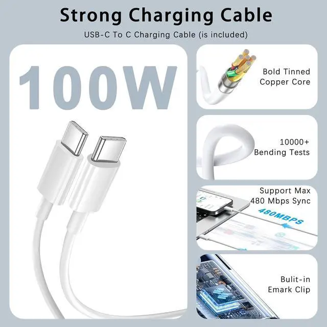 Alt view image 5 of 7 - Mac Book Pro Charger - 100W USB C Charger Compatible with Type C MacBook Pro 16 15 14 13 Inch New MacBook Air 15 inch 2025/2024 iPad Pro and All USB c Device USB C to C Power Adapter