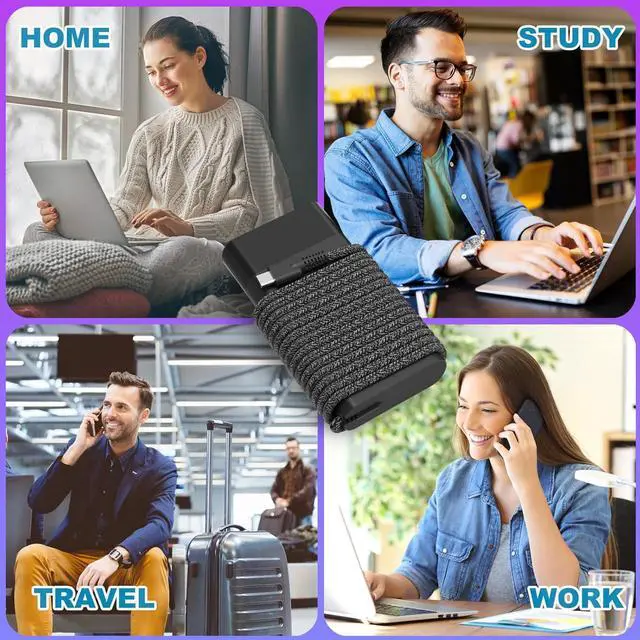 Alt view image 7 of 7 - New Slim 65W Watt USB Type C Laptop Charger for HP Spectre X360 Envy X360 HP Computer Chromebook EliteBook X360 Zbook ProBook Elite X2 Replacement for Fast Charging Travel AC Adapter Power Cord