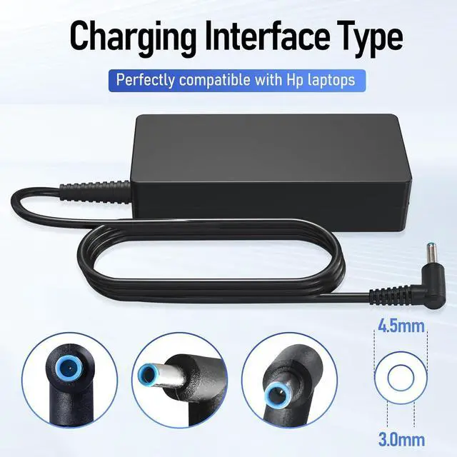 Alt view image 2 of 7 - 65W Universal Laptop Charger for HP EliteBook & ProBook - Fast Charging Safe & Durable Compatible with 4.5mm*3.0mm Connector