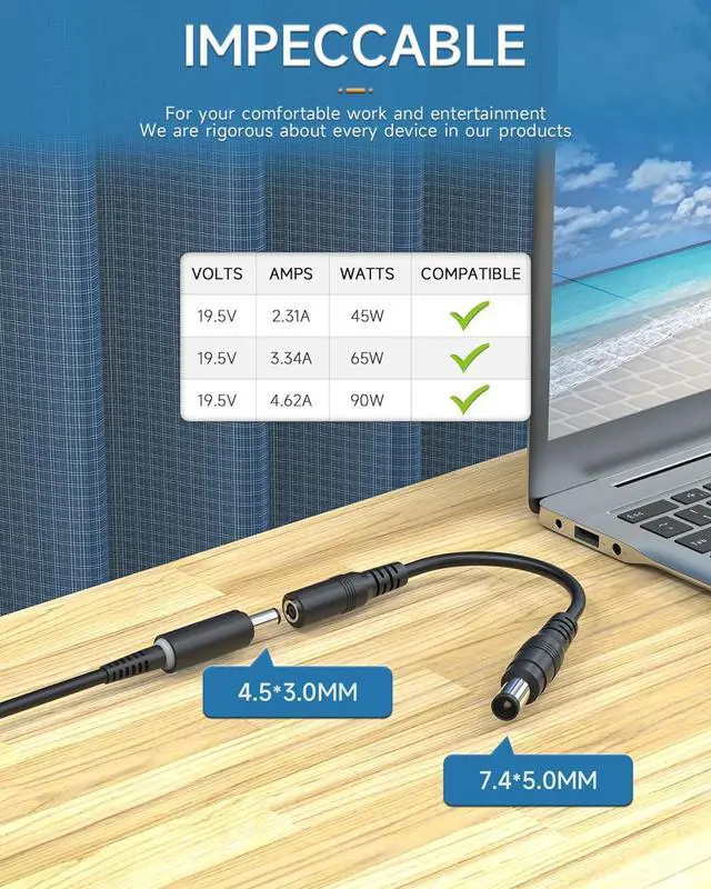 Alt view image 4 of 7 - 90W Laptop Charger for  Inspiron 15 17 Series 5400 5401 5490 5491 7500 7501 7590 7591 7790 Latitude E5430 E6410 E6420 E6430 E6440 E6540 E7470 E7450 Power Supply