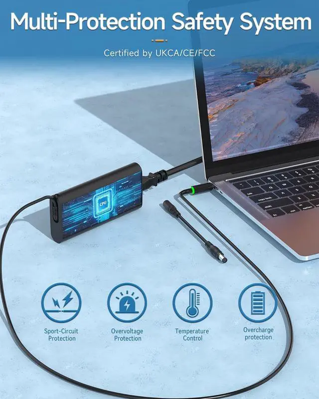 Alt view image 2 of 7 - 90W Laptop Charger for  Inspiron 15 17 Series 5400 5401 5490 5491 7500 7501 7590 7591 7790 Latitude E5430 E6410 E6420 E6430 E6440 E6540 E7470 E7450 Power Supply