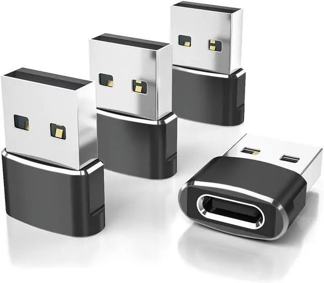 Main image of USB to USB C Adapter 4 Pack USBC Female to A Male Car Charger Type C Converter for iPhone 16 16e Pro Max 15 14 13 12 Plus  Watch iWatch 10 9 8 iPad Air  Galaxy S25 Serial Adaptor