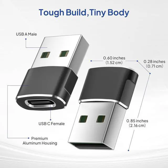 Alt view image 4 of 7 - USB to USB C Adapter 4 Pack USBC Female to A Male Car Charger Type C Converter for iPhone 16 16e Pro Max 15 14 13 12 Plus  Watch iWatch 10 9 8 iPad Air  Galaxy S25 Serial Adaptor