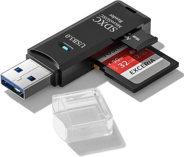 Main image of USB3.0 Micro SD Card Reader 5Gbps 2-in-1 SD Card Reader to USB Adapter Memory Card Reader for SDXC SDHC MMC RS-MMC Micro SDXC Micro SD Micro SDHC and UHS-I Cards (1Pack Black)