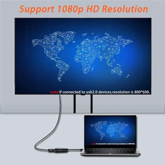 Alt view image 7 of 7 - USB to HDMI Adapter for Monitor Multiple HDMI to USB Adapter 1920 * 1080P Compatible with Windows XP/7/8/9/10/11 - Black