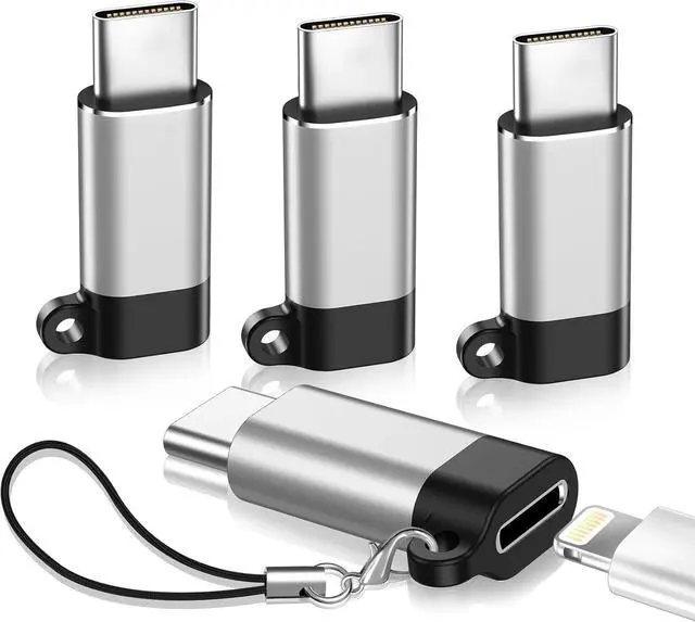 Main image of 4 Pack Lightning Female to USB C Male Adapter for iPhone 15/15 Pro/15 Pro Max/15 Plus/iPad Air//Type C Charger Converter Cable Support Charging&Data Transfer Not for Audio/OTG Rack Adapters