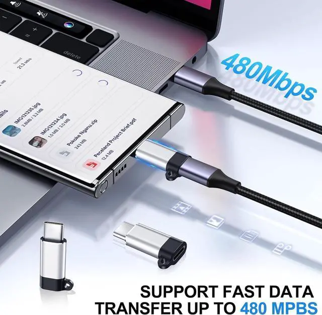Alt view image 3 of 7 - 4 Pack Lightning Female to USB C Male Adapter for iPhone 15/15 Pro/15 Pro Max/15 Plus/iPad Air//Type C Charger Converter Cable Support Charging&Data Transfer Not for Audio/OTG Rack Adapters