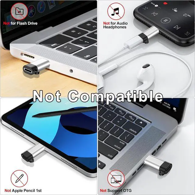 Alt view image 7 of 7 - 4 Pack Lightning Female to USB C Male Adapter for iPhone 15/15 Pro/15 Pro Max/15 Plus/iPad Air//Type C Charger Converter Cable Support Charging&Data Transfer Not for Audio/OTG Rack Adapters