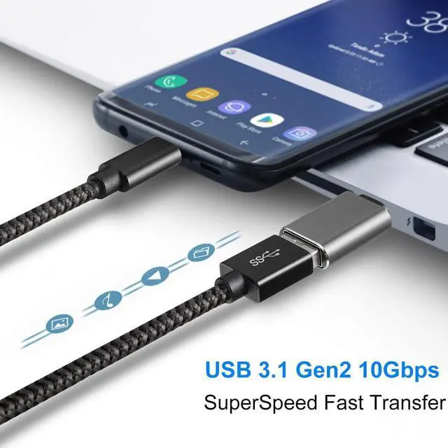 Alt view image 3 of 7 - USB C to USB Adapter USB C Adapter Type C Male to USB 3.1 Female Adaptor OTG USB Adapter to USB C Compatible with MacBook Pro  Galaxy Type-C Smartphones Tablets and Laptops (Grey)