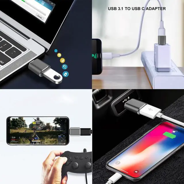 Alt view image 6 of 7 - USB C to USB Adapter USB C Adapter Type C Male to USB 3.1 Female Adaptor OTG USB Adapter to USB C Compatible with MacBook Pro  Galaxy Type-C Smartphones Tablets and Laptops (Grey)