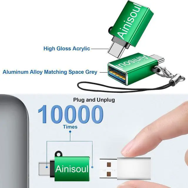 Alt view image 5 of 7 - USBC to USB Adapter 8 Pack USB to Type C Adapter C Male to USBA Female Type C Charger USB-A Cable Converter for MacBook iPhone 16 15 iPad  Galaxy and More Green
