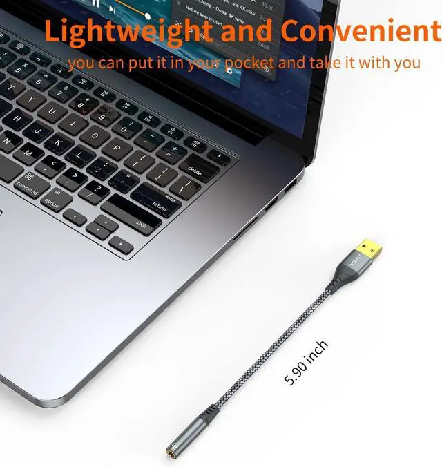 Alt view image 7 of 7 - USB to 3.5mm Audio Adapter (2-Pack) - USB-A to 3.5mm TRRS 4-Pole Female External Stereo Sound Card for Headphones Mac PS4 PS5 PC Laptops Desktops