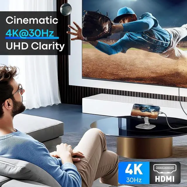 Alt view image 2 of 7 - USB C to HDMI Cable 6Ft | 4K High-Speed USB 3.1 Type-C to HDMI Cord for Home Office [Thunderbolt 5/4/3 Compatible] with MacBook Galaxy S9 to S24 iPhone 15/16 Series iPad Pro iMac Surface