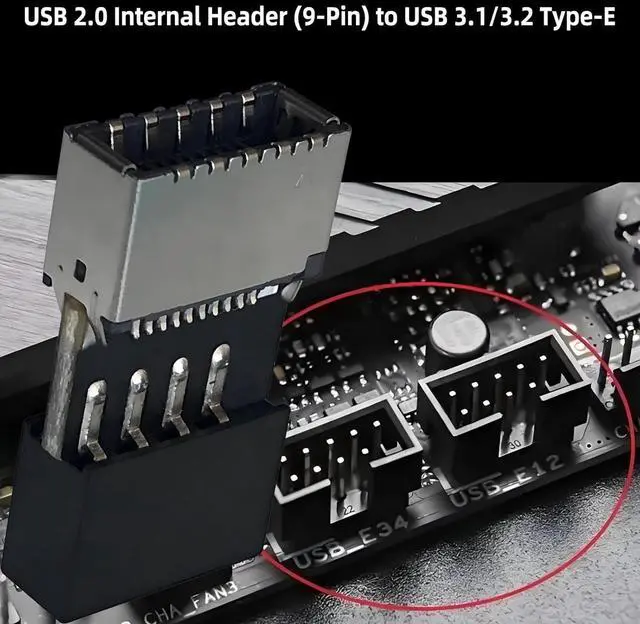 Alt view image 4 of 7 - USB 2.0 to USB 3.2 Gen 1 Header Adapter Front Panel Connector Motherboard 9Pin to Type-E/USB C