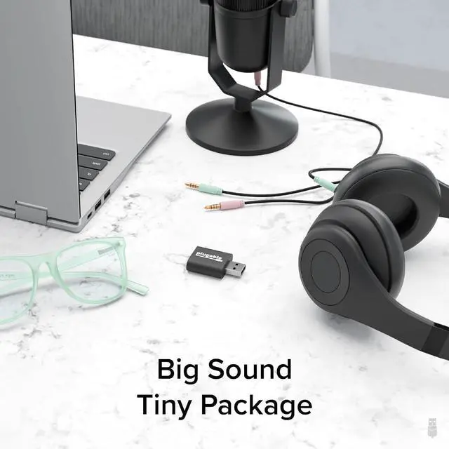 Alt view image 3 of 7 - USB Audio Adapter with 3.5mm Speaker-Headphone and Microphone Jack Add an External Stereo Sound Card to Any PC Compatible with Windows Mac and Linux - Driverless