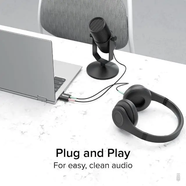 Alt view image 4 of 7 - USB Audio Adapter with 3.5mm Speaker-Headphone and Microphone Jack Add an External Stereo Sound Card to Any PC Compatible with Windows Mac and Linux - Driverless