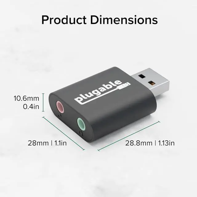 Alt view image 7 of 7 - USB Audio Adapter with 3.5mm Speaker-Headphone and Microphone Jack Add an External Stereo Sound Card to Any PC Compatible with Windows Mac and Linux - Driverless